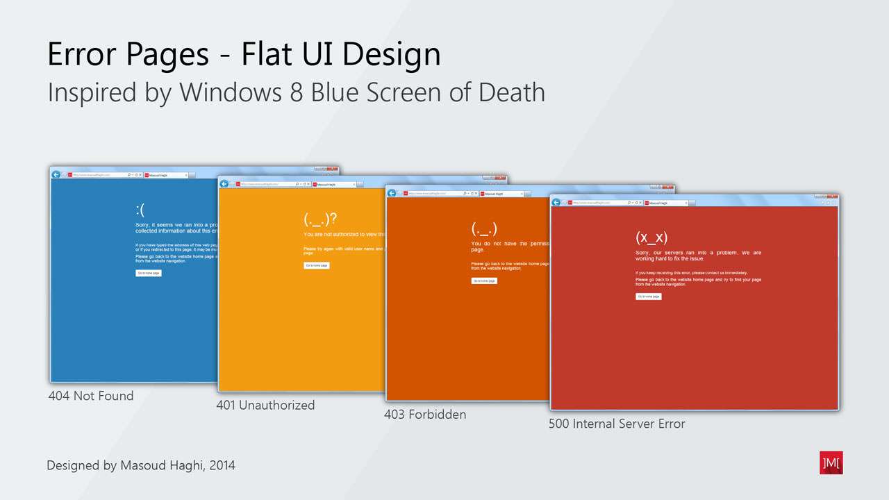 Flat UI Error Pages – Inspired by Windows 8 BSOD